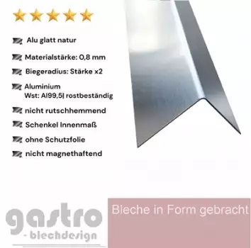Alu Kantblech glatt natur 0,8mm stark ohne Schutzfolie Al 99,5